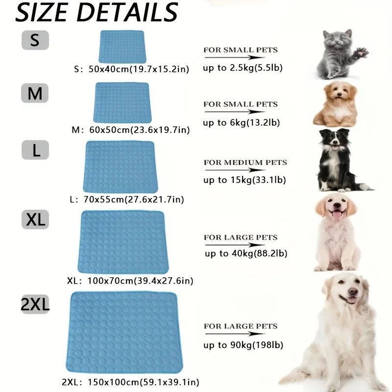 Tapis Rafraîchissant pour Chien & Chat – Fraîcheur Instantanée, 6 Tailles