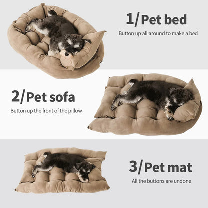 Tapis de lit multifonction 3 en 1 pour chiens et chats, canapé chaud d'hiver pour chiots et chatons, niche, coussin doux pour animaux de compagnie, pour chiens et chats