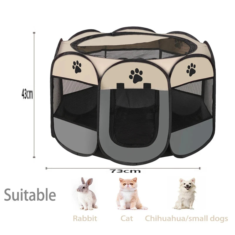 Tienda de campaña plegable para mascotas, asa duradera, casa para gatos, tela Oxford, valla octogonal para mascotas, portátil, exterior, pequeñas jaulas para perros, vallas para gatos para el invierno