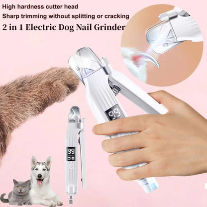 Coupe-ongles Électrique 2 en 1 pour Chiens et Chats avec Lumière LED