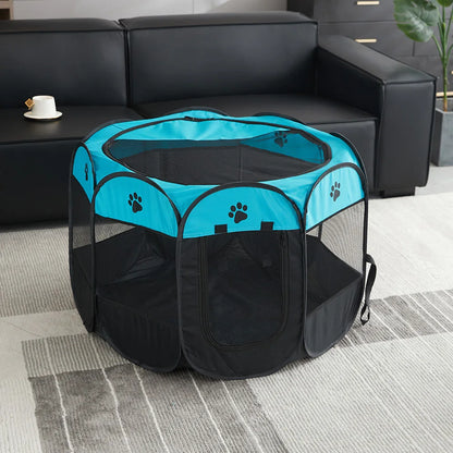 Tienda de campaña plegable para mascotas, asa duradera, casa para gatos, tela Oxford, valla octogonal para mascotas, portátil, exterior, pequeñas jaulas para perros, vallas para gatos para el invierno