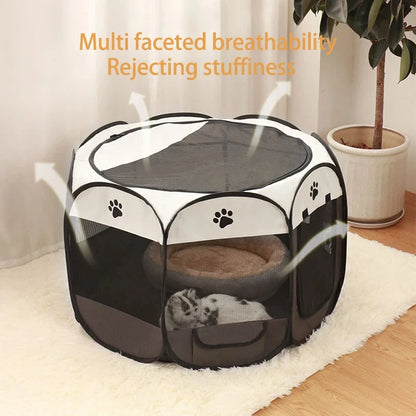 Tienda de campaña plegable para mascotas, asa duradera, casa para gatos, tela Oxford, valla octogonal para mascotas, portátil, exterior, pequeñas jaulas para perros, vallas para gatos para el invierno
