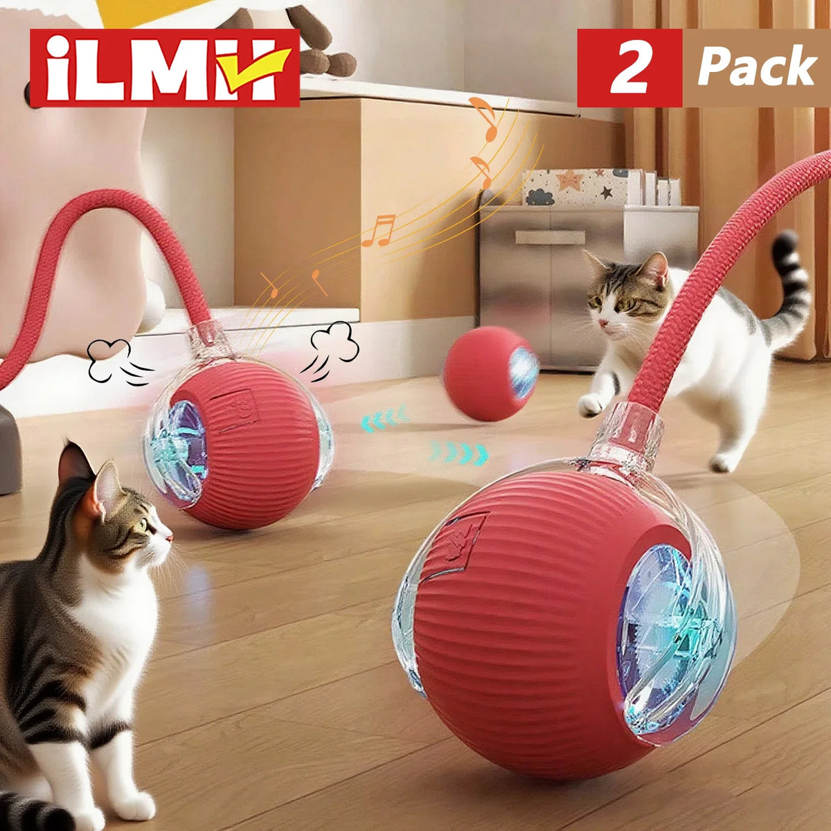 Balle Interactive Intelligente pour Chat – Roulement Automatique et Sons d'Oiseau