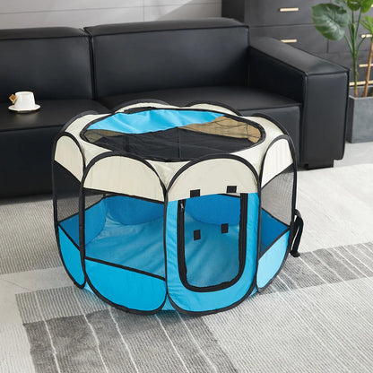 Tienda de campaña plegable para mascotas, asa duradera, casa para gatos, tela Oxford, valla octogonal para mascotas, portátil, exterior, pequeñas jaulas para perros, vallas para gatos para el invierno