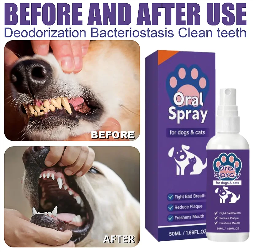 Spray nettoyant pour l'hygiène buccale des animaux de compagnie, 30ml, élimine le tartre, la plaque et les bactéries, rafraîchit l'haleine, stérilisation douce pour chien et chat, usage quotidien