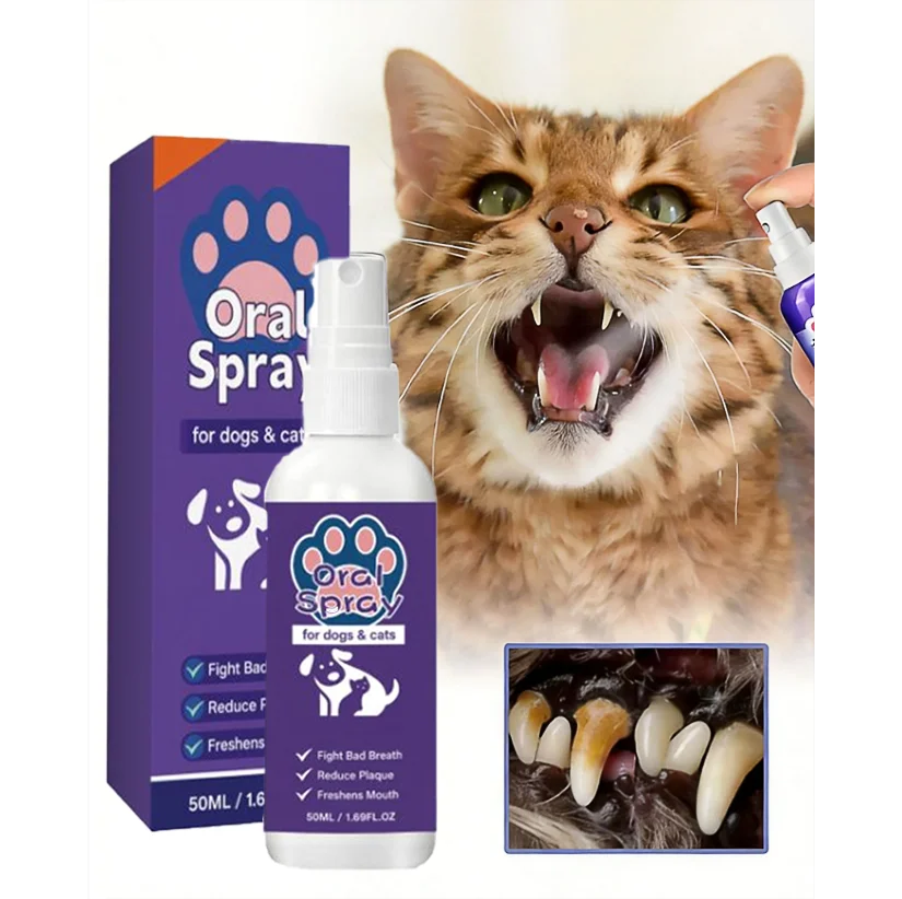 Spray nettoyant pour l'hygiène buccale des animaux de compagnie, 30ml, élimine le tartre, la plaque et les bactéries, rafraîchit l'haleine, stérilisation douce pour chien et chat, usage quotidien