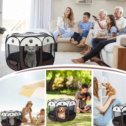 Tienda de campaña plegable para mascotas, asa duradera, casa para gatos, tela Oxford, valla octogonal para mascotas, portátil, exterior, pequeñas jaulas para perros, vallas para gatos para el invierno