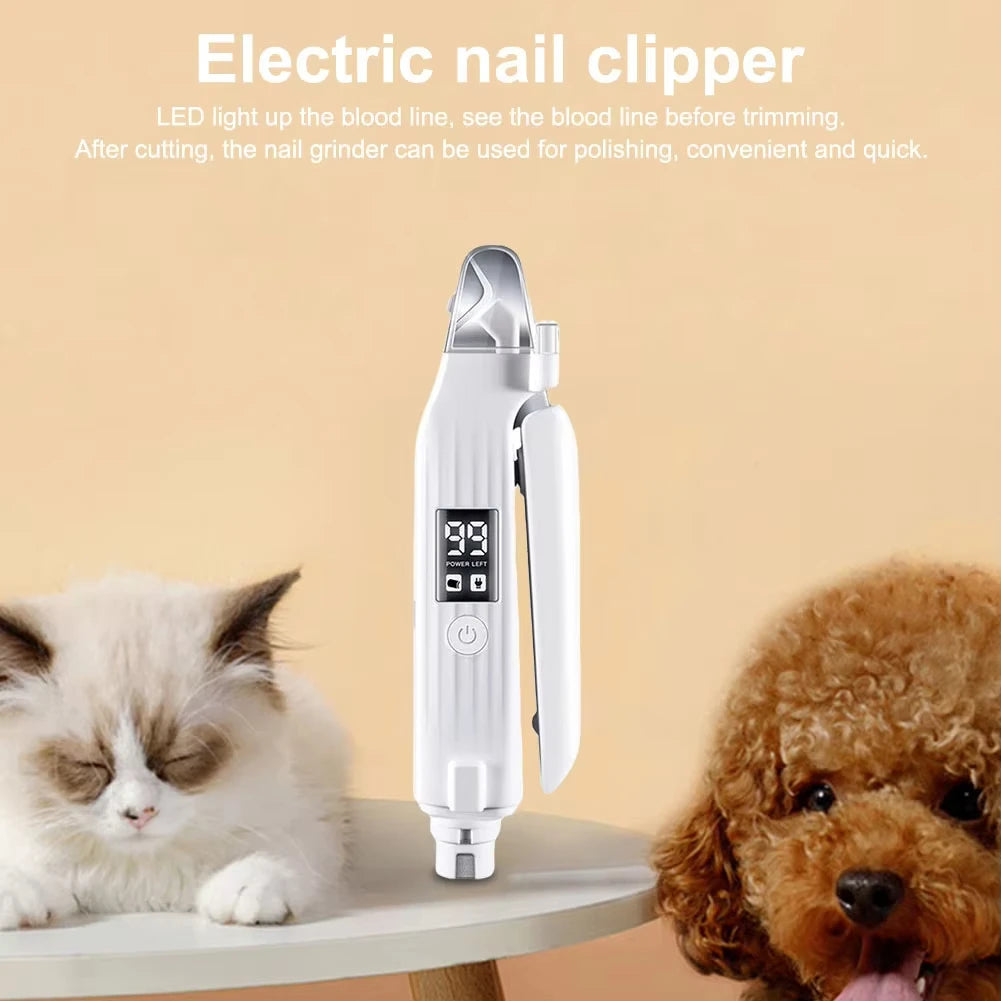Coupe-ongles Électrique 2 en 1 pour Chiens et Chats avec Lumière LED