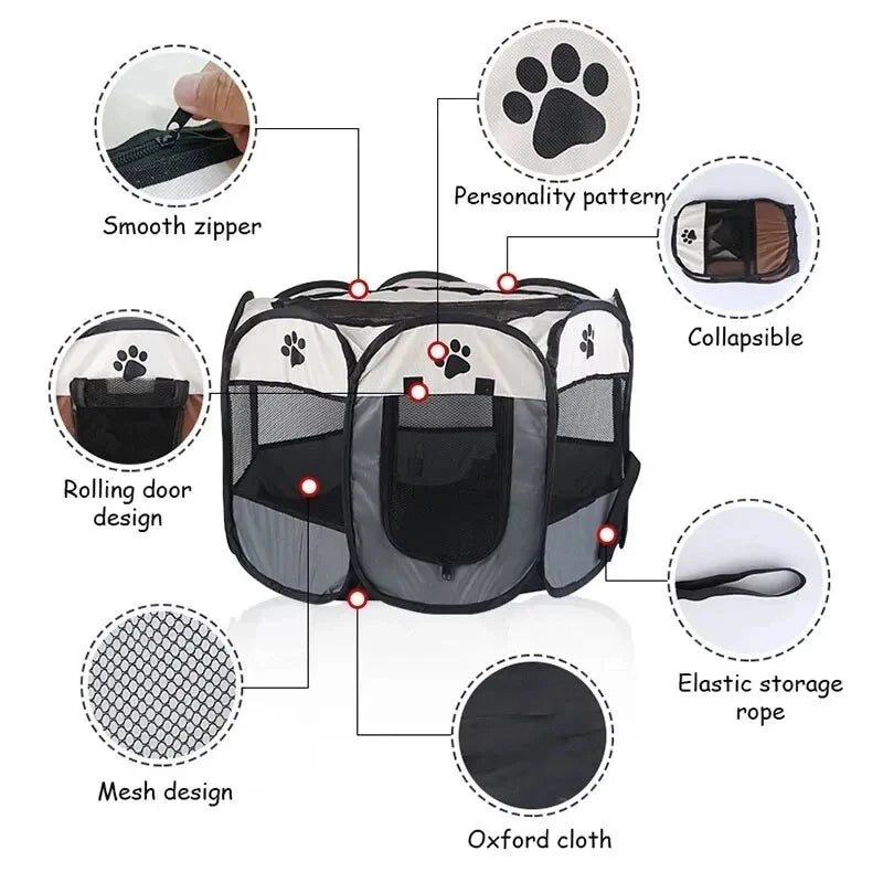 Tienda de campaña plegable para mascotas, asa duradera, casa para gatos, tela Oxford, valla octogonal para mascotas, portátil, exterior, pequeñas jaulas para perros, vallas para gatos para el invierno