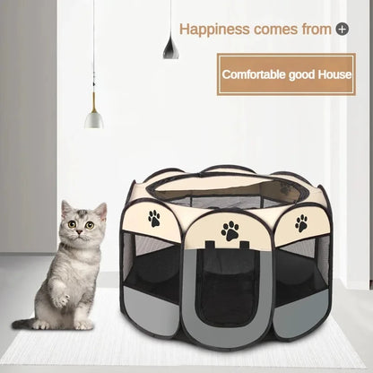 Tienda de campaña plegable para mascotas, asa duradera, casa para gatos, tela Oxford, valla octogonal para mascotas, portátil, exterior, pequeñas jaulas para perros, vallas para gatos para el invierno