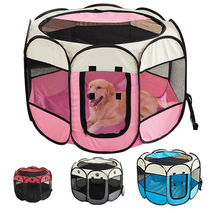 Tienda de campaña plegable para mascotas, asa duradera, casa para gatos, tela Oxford, valla octogonal para mascotas, portátil, exterior, pequeñas jaulas para perros, vallas para gatos para el invierno